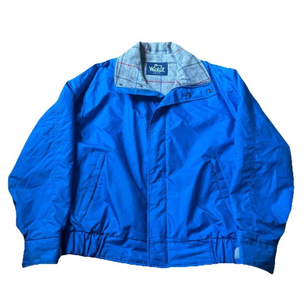 VTG Woolrich Made In USA Blue Nylon Bomber Jacket SZ Mens Large Lined‎
